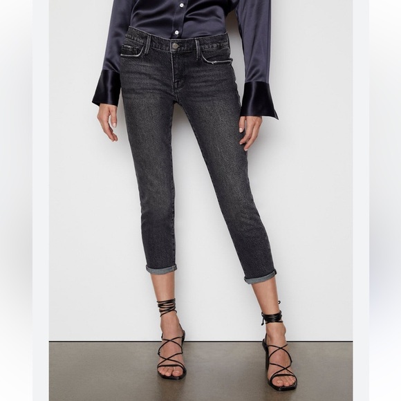 Frame Denim Le Garçon Crop Charcoal Jeans - Picture 1 of 13
